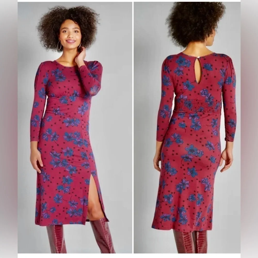 ModCloth Stargazing in The Primroses Midi Stretch Dress Size M